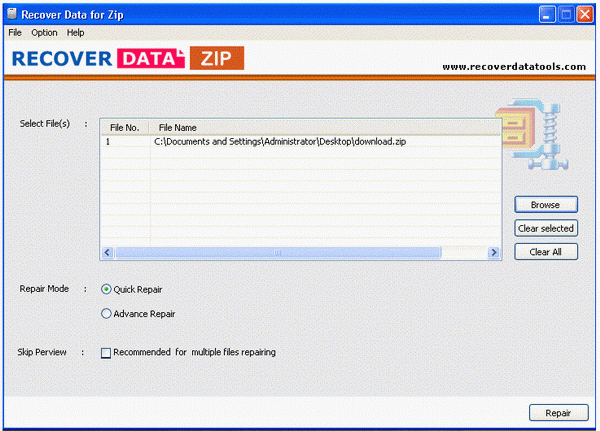 WinZip Recovery Software 2.1 screenshot