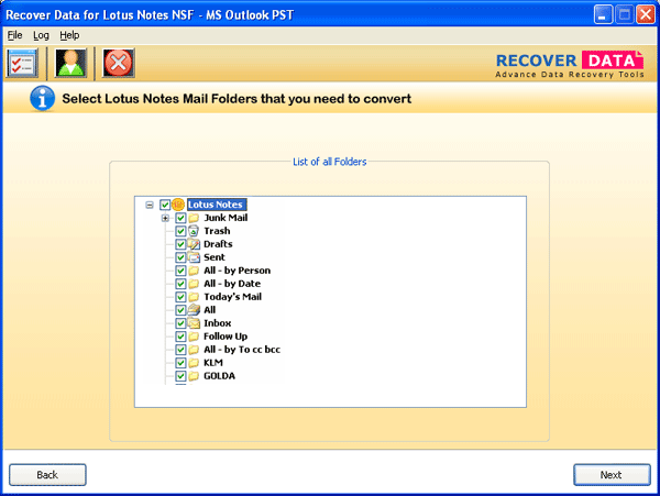 Convert NSF Files to PST Files with Recover Data for NSF to PST Converter Tool