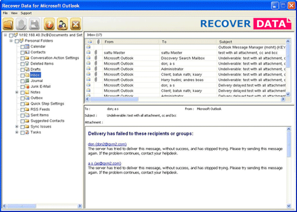 RD Outlook Recovery Software 2.1 screenshot